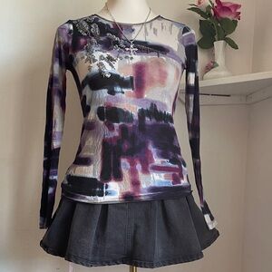 vintage Abstract Purple and Black Women's Top